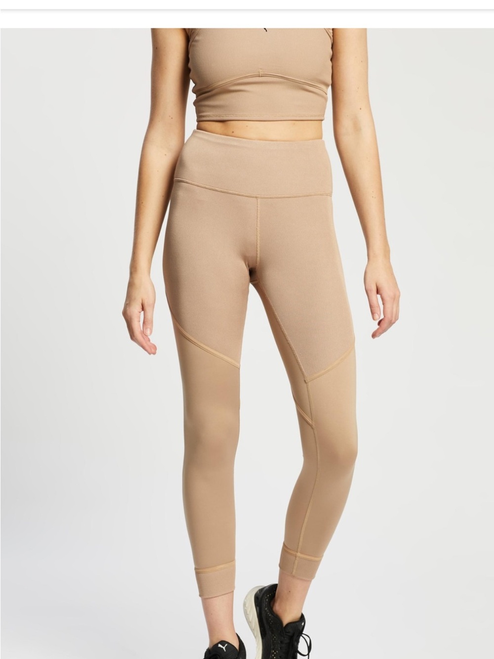 Puma Ribbed Workout Set in Camel